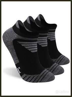 Merino Wool Athletic Ankle Socks 3 Pairs Moisture Wicking Cushioned Running